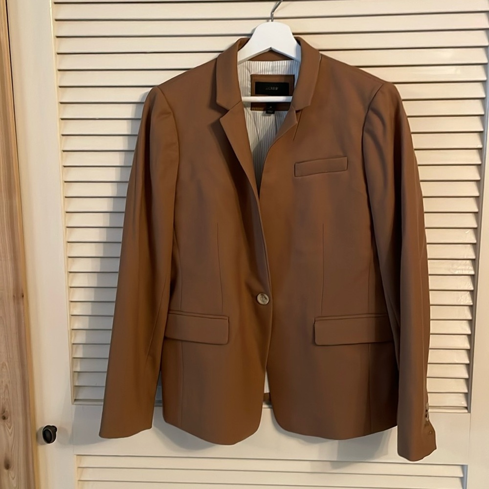 J. Crew Regent Wool Blazer Camel Flannel Collar Preppy Classic Quiet Luxury 10